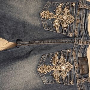 Grace In LA Embellished Blue Jeans